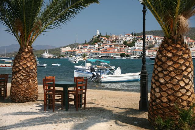 Galatas - View of Poros from one of many waterfront cafes